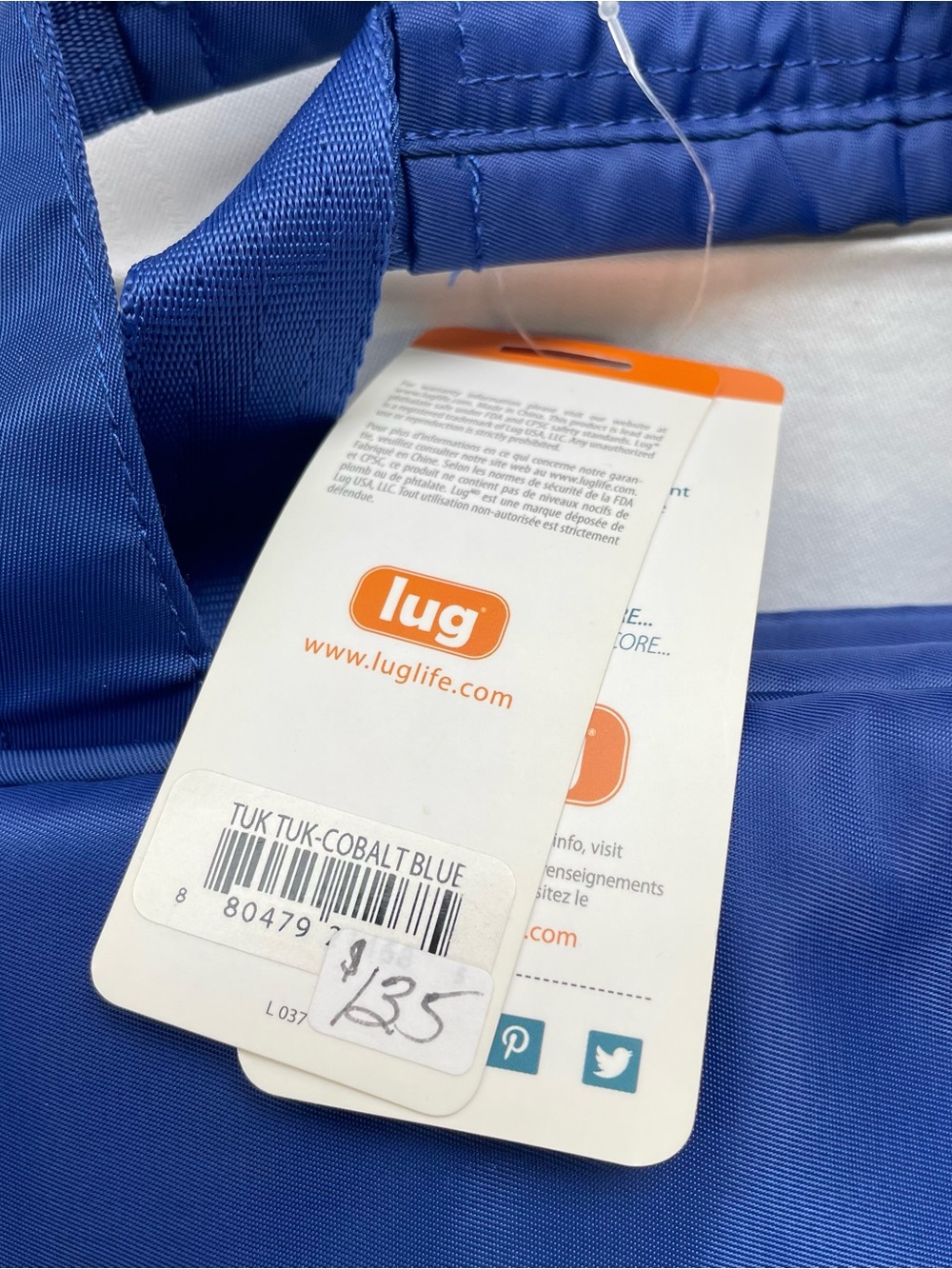 NEW Lug Tuk Tuk Travel Bag Cobalt Blue Quilted Pockets Stroller Straps NWT - Picture 3 of 16